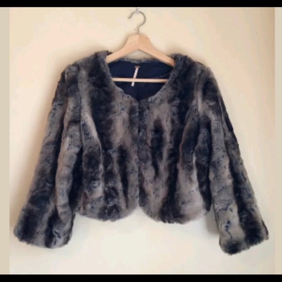 Free People Multicolor Faux Fur Coat Sz L - Picture 2 of 6